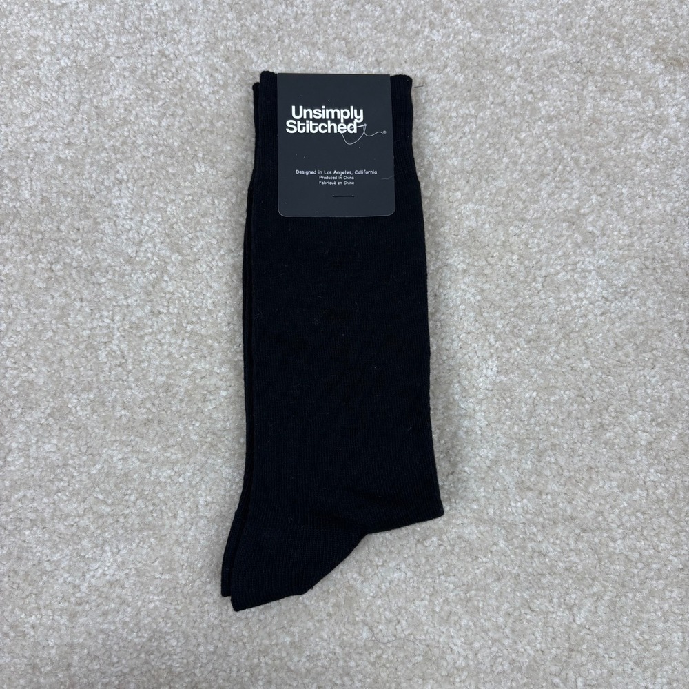 Unsimply‎ Stitched Black Socks Men's Size M (8-12) Combed Cotton Blend